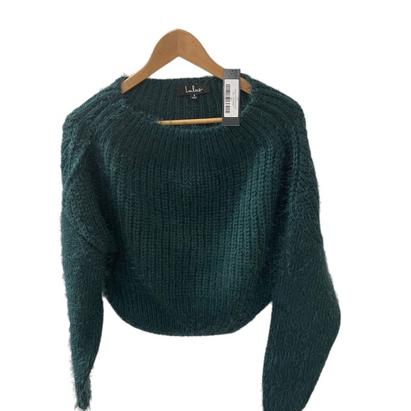 Lulus Sweaters - Lulus Feeling it eyelash knit off the shoulder, emerald green sweater, NWT,  S